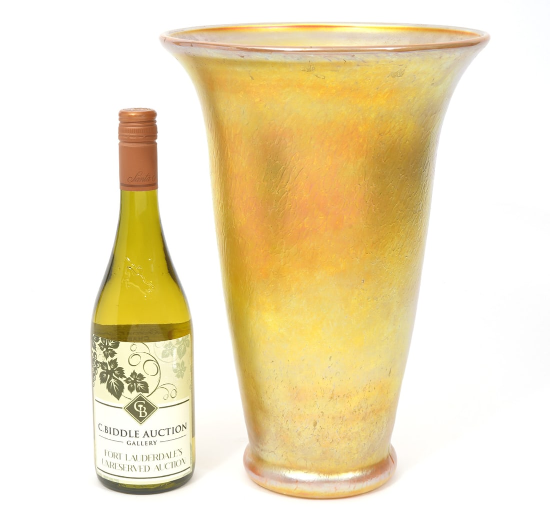 Lundberg Studios Gold Iridescent Vase 13.5" H (1 of 8)