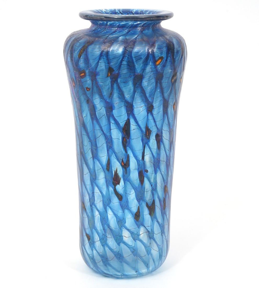 Thomas Philabaum Blue Studio Art Glass Vase (1 of 7)