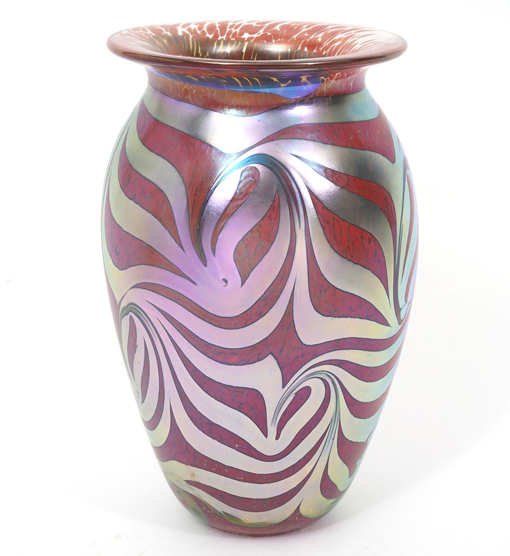 Robert Eickholt Silver over Red Art Glass Vase (1 of 10)