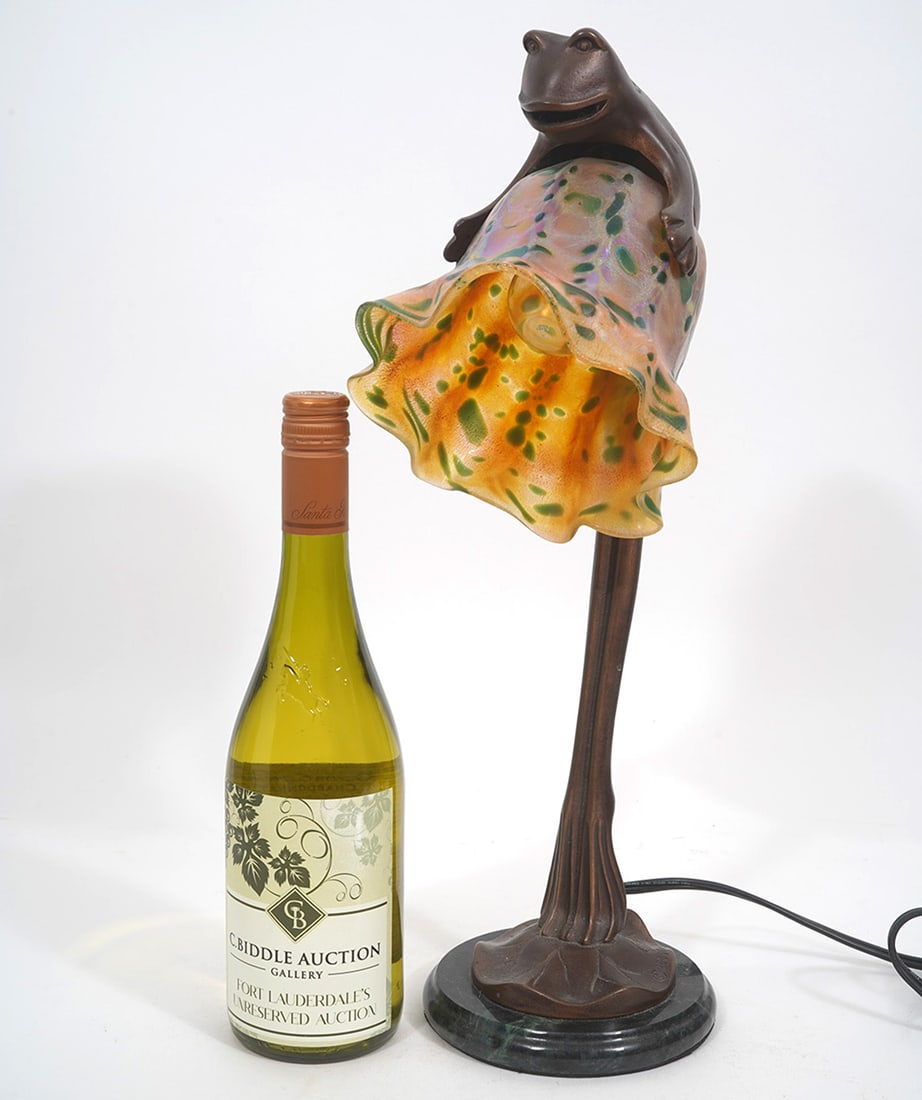 Saul Alcaraz Art Glass & Bronze Frog Lamp (1 of 5)