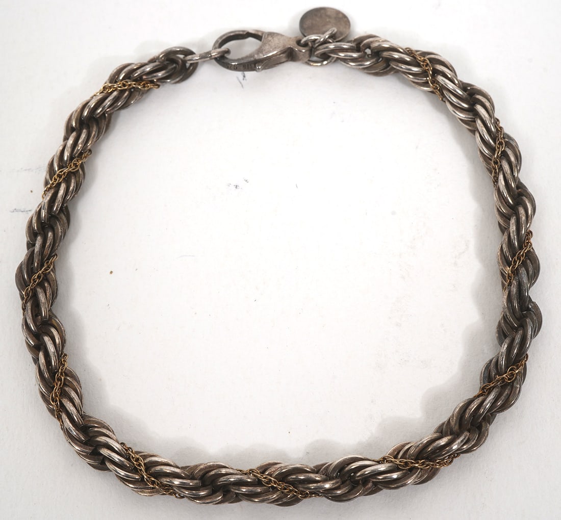 Tiffany & Co. Sterling Silver 18K Rope Bracelet (1 of 5)