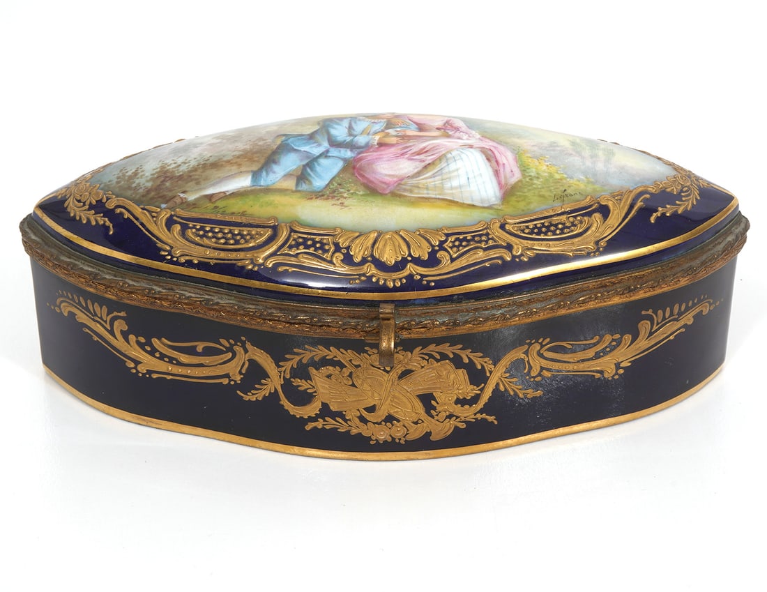 French Sevres-Style Bronze Mount Porcelain Box (1 of 8)