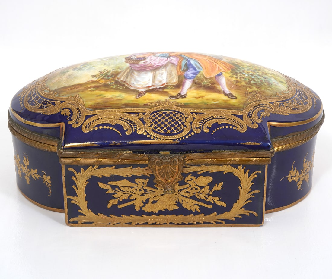 French Sevres-Style Bronze Mount Porcelain Box (1 of 11)