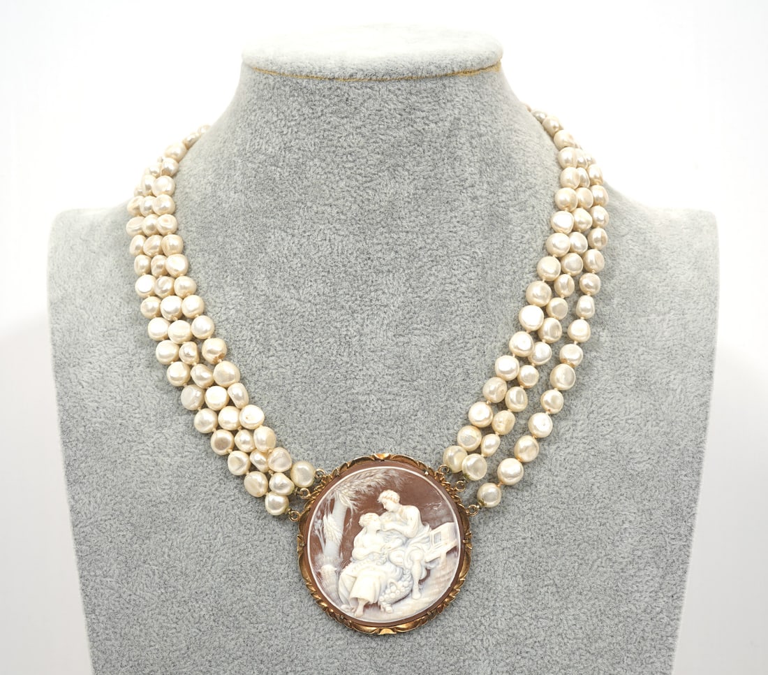 Signed Cameo 'Noto' 14K YG Pearl Choker (1 of 6)