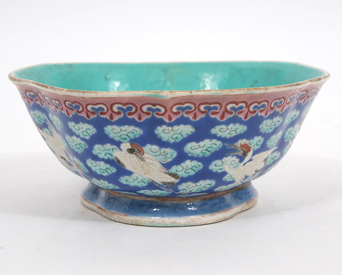 Chinese Porcelain Bowl Painted with Storks (1 of 8)