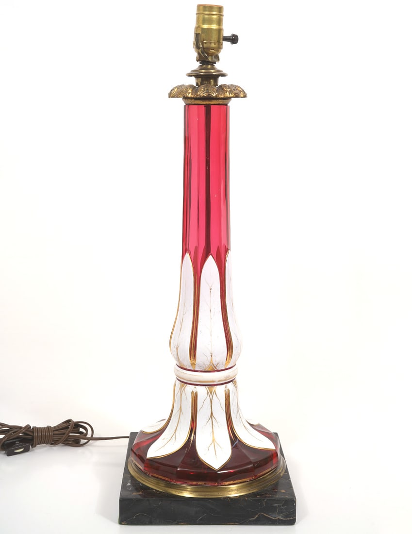 Bohemian Cranberry Glass Table Lamp (1 of 8)
