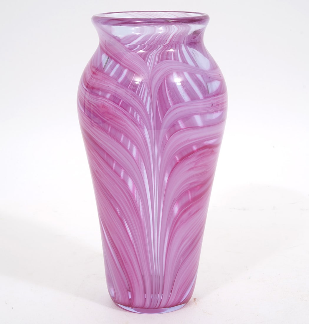 John Lotton Pink Swirl Studio Art Glass Vase (1 of 7)