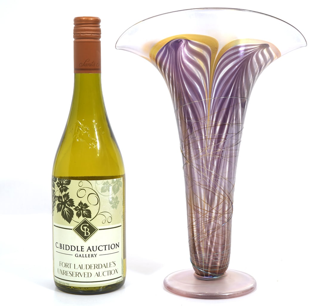 Molly Stone Signed Fan Shaped Art Glass Vase (1 of 9)