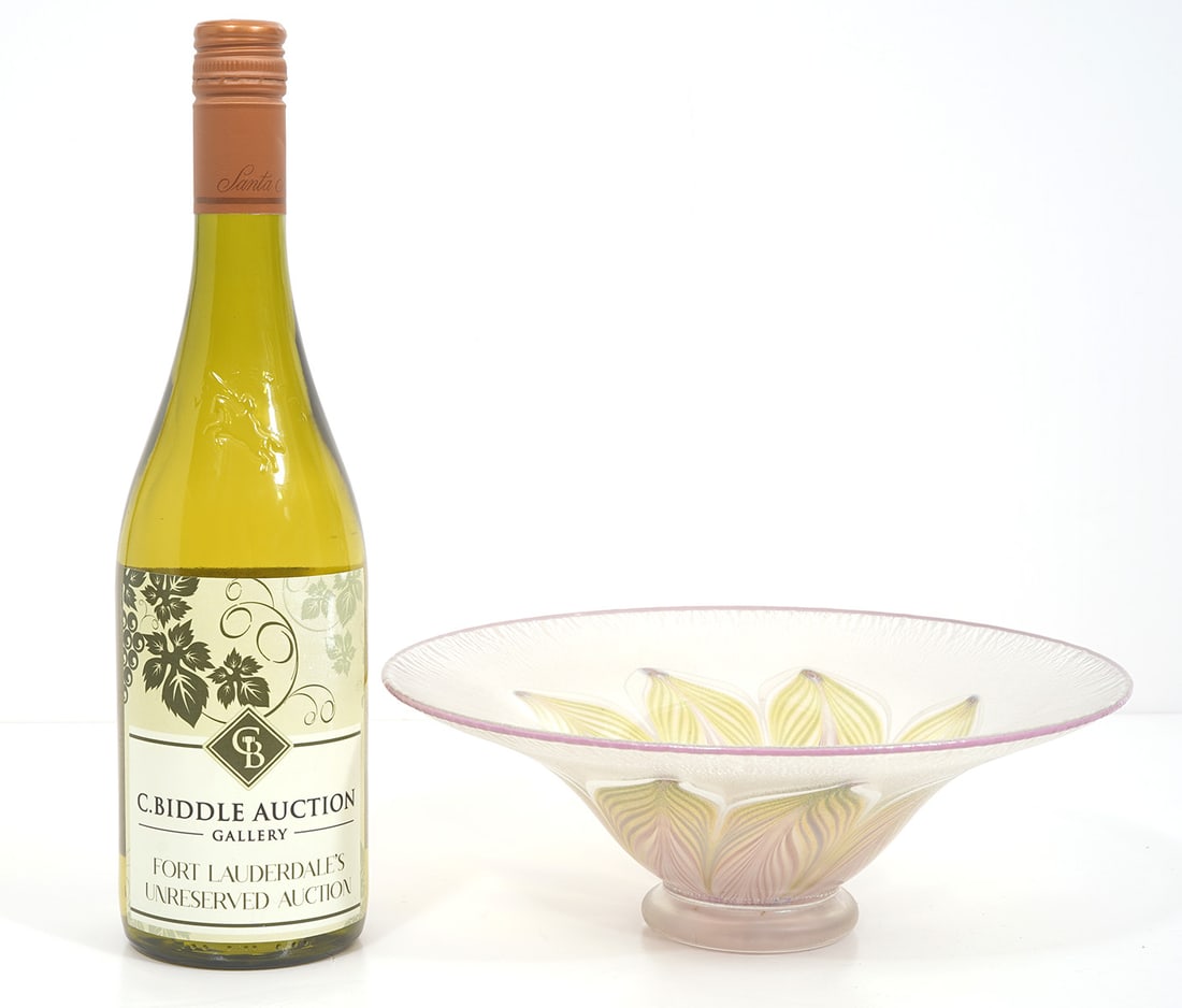 Vandermark Pink Pulled Feather Art Glass Bowl (1 of 7)