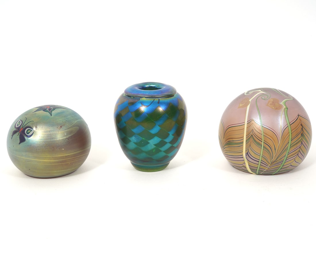 2 Orient & Flume Paperweights and 1 Mini Vase (1 of 8)