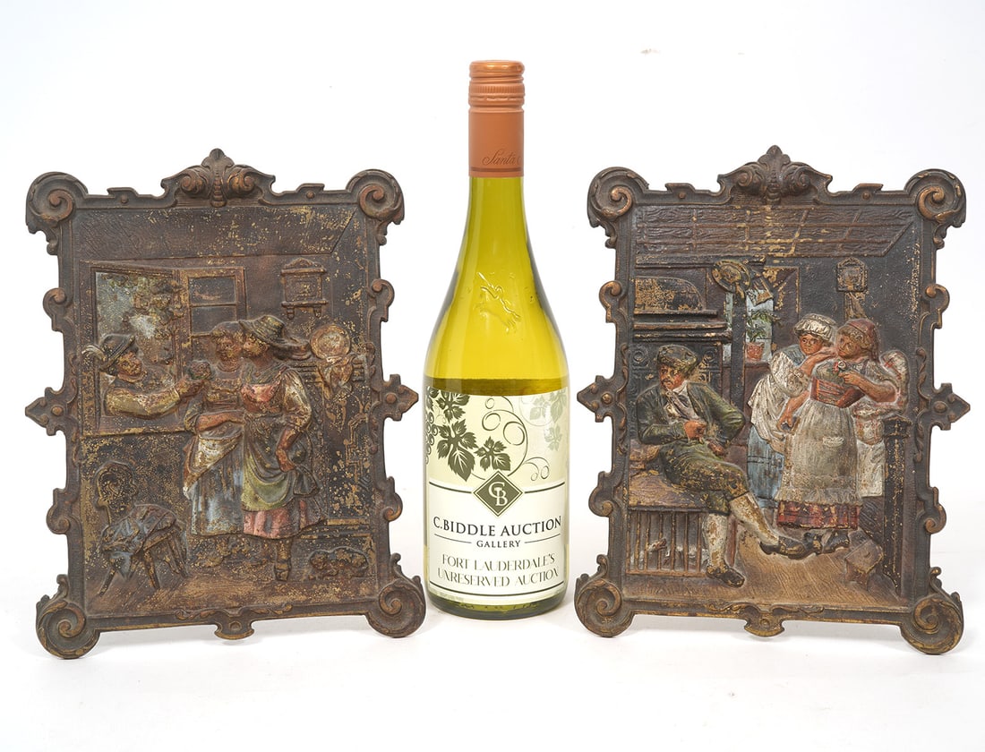 Two Bradley and Hubbard Antique Painted Plaques (1 of 8)