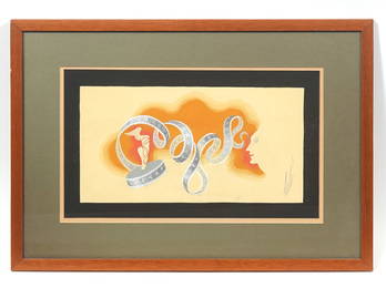 Erte Signed Gouache on Paper
