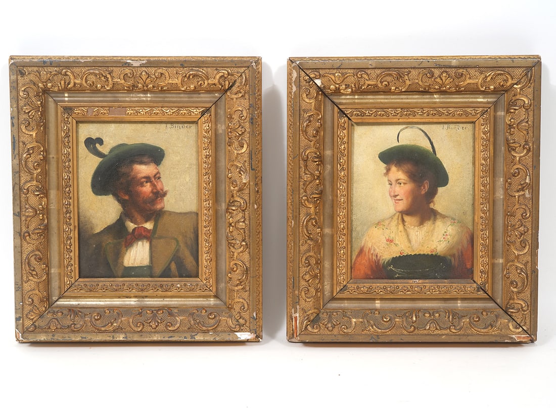 Attrib. Alois Binder Pair of Portraits O/B (1 of 6)