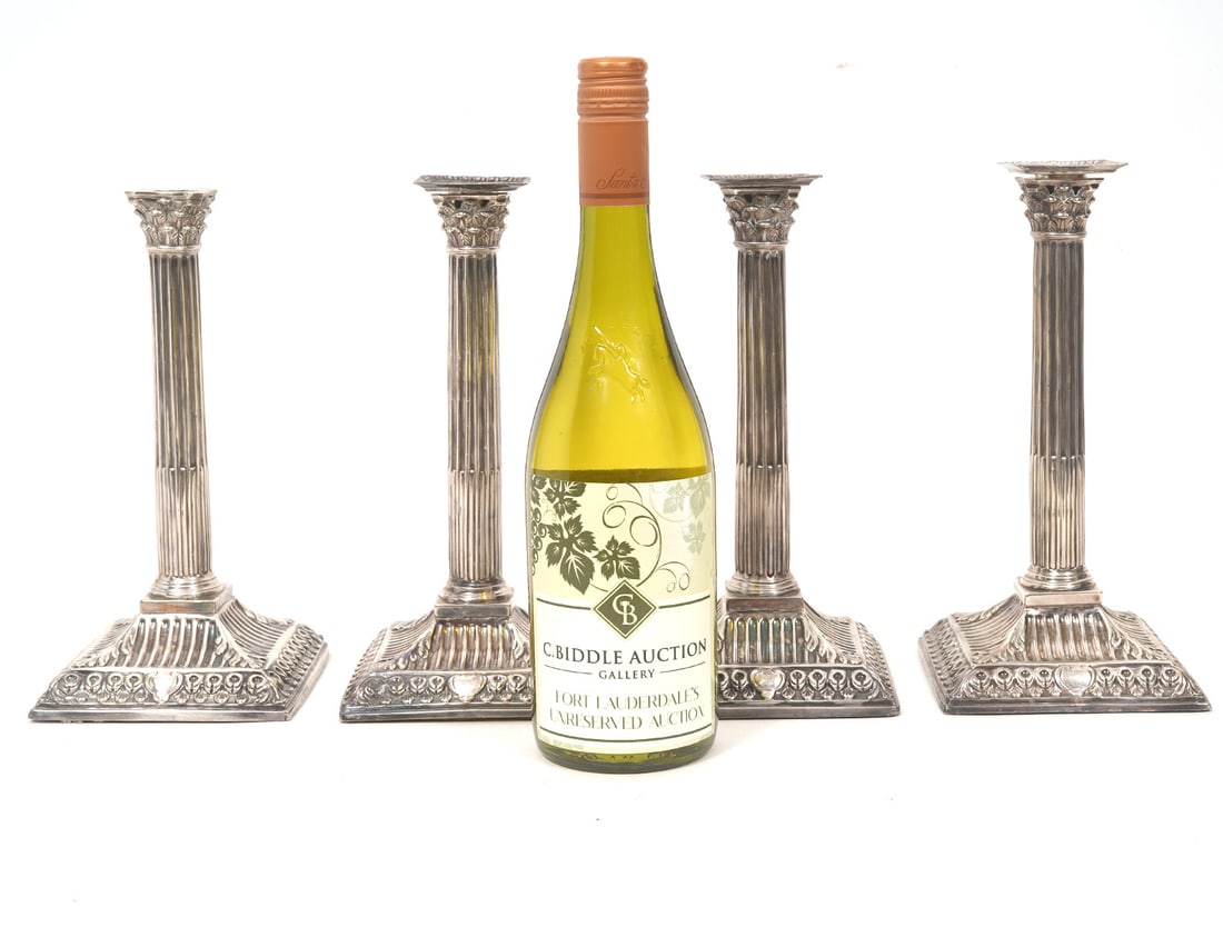 4 English Sterling Column Candlesticks (1 of 8)