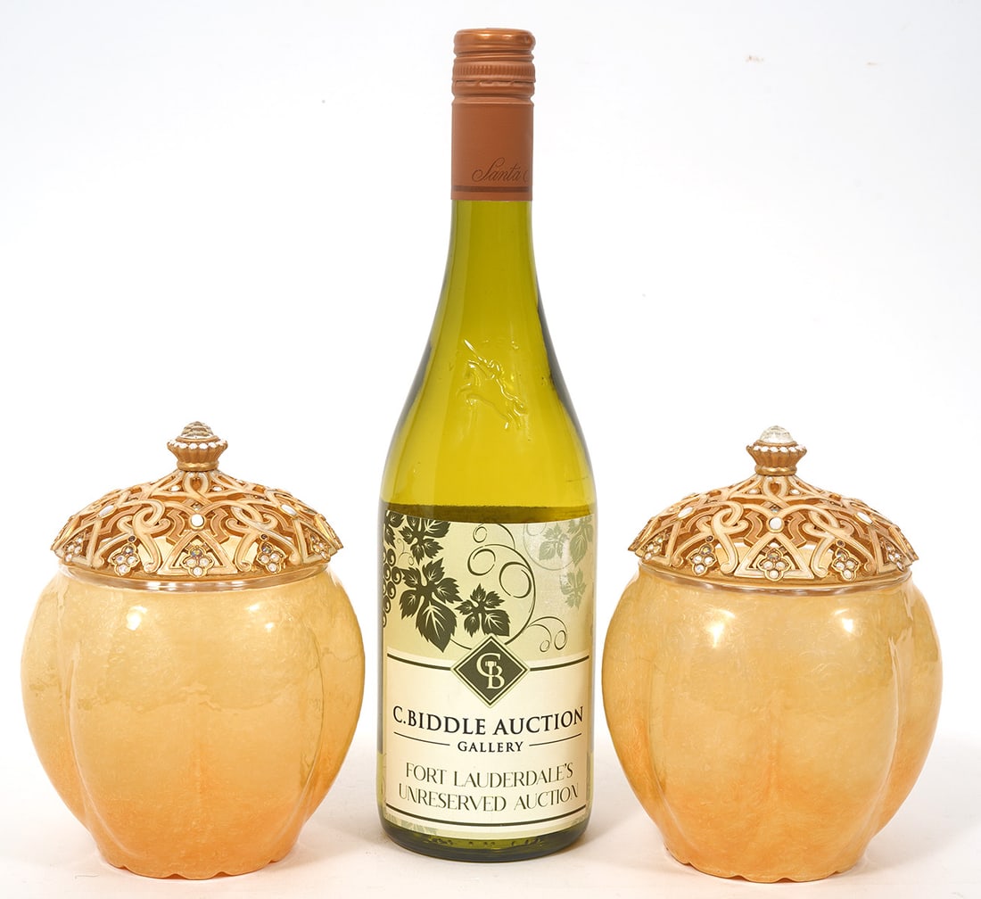 Pr. of Jay Strongwater Enameled Lidded Glass Jars (1 of 7)