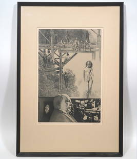 Peter Milton 'The Jolly Corner III:7' Etching S/N: Peter Milton (American b. 1930) 'The Jolly Corner III : 7' etching on paper, pencil signed lower right, numbered 23/90 lower left. Measurements: Visual image - 15"H x 10", Frame 24"H x 16.5"W. Conditi