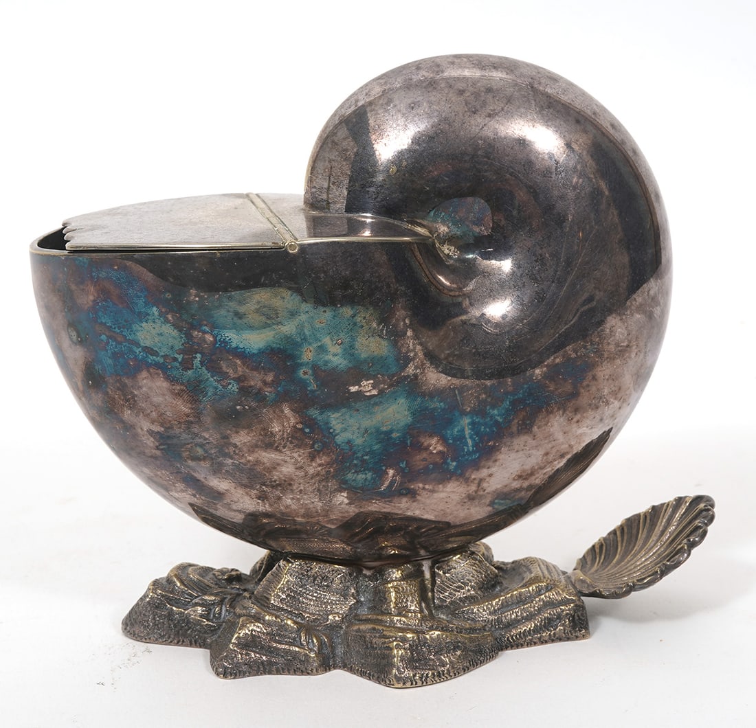 English Silver-Plate Nautilius Form Spoon Warmer (1 of 7)