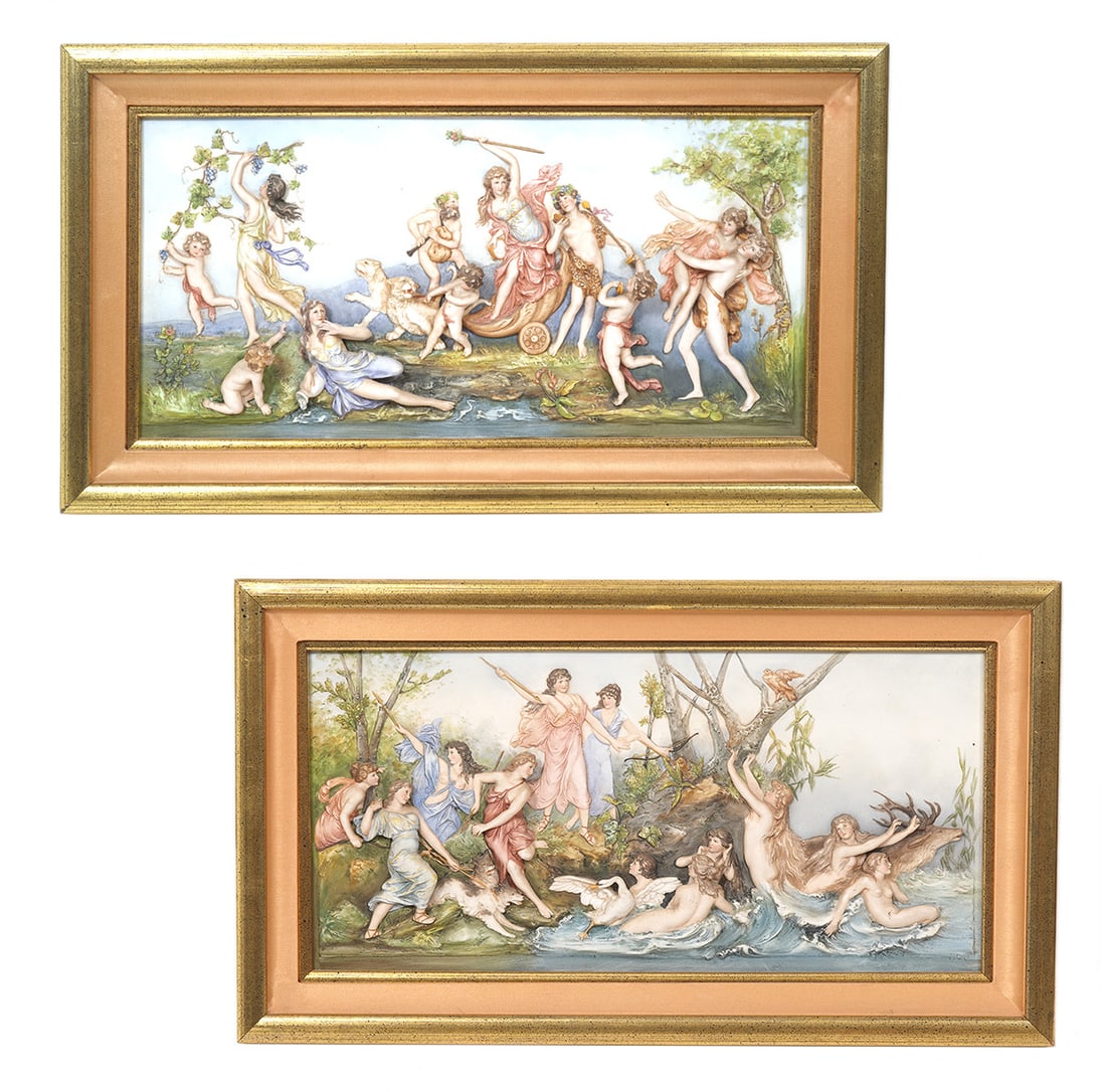 2 Capodimonte Style High Relief Porcelain Plaques (1 of 11)