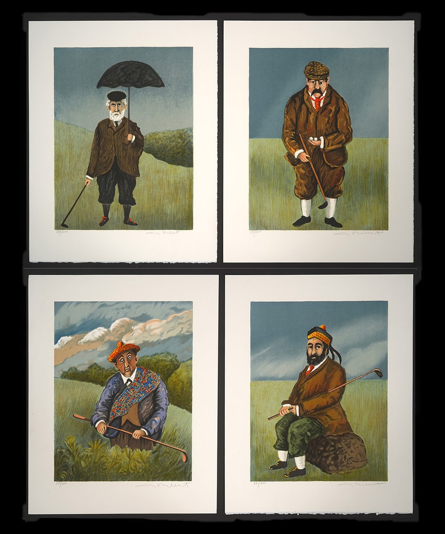 4 Guy Buffett Scottish Golfers Lithos S/N (1 of 16)