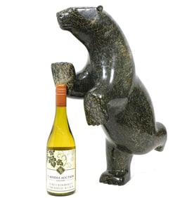 Ashevak Adla Signed Carved Stone Bear Sculpture