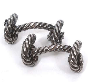 Hermes George Lenfant Silver Knot-Form Cufflinks