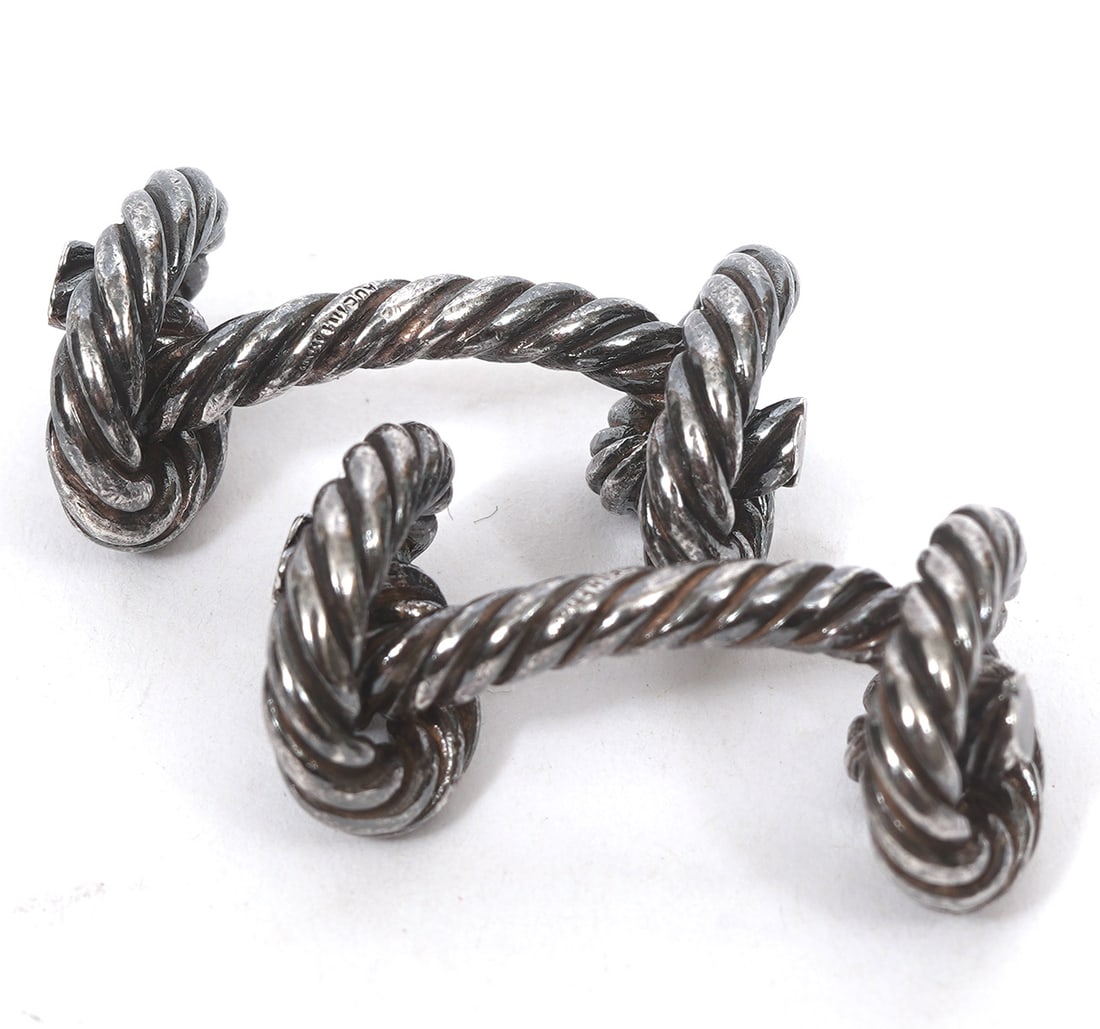 Hermes George Lenfant Silver Knot-Form Cufflinks (1 of 7)