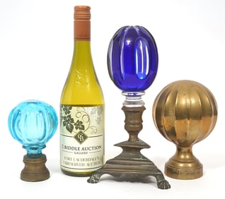 3 Assorted Blown Glass Newel Post Finials