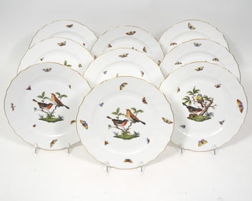 9 Herend Rothschild Bird Dinner Plates