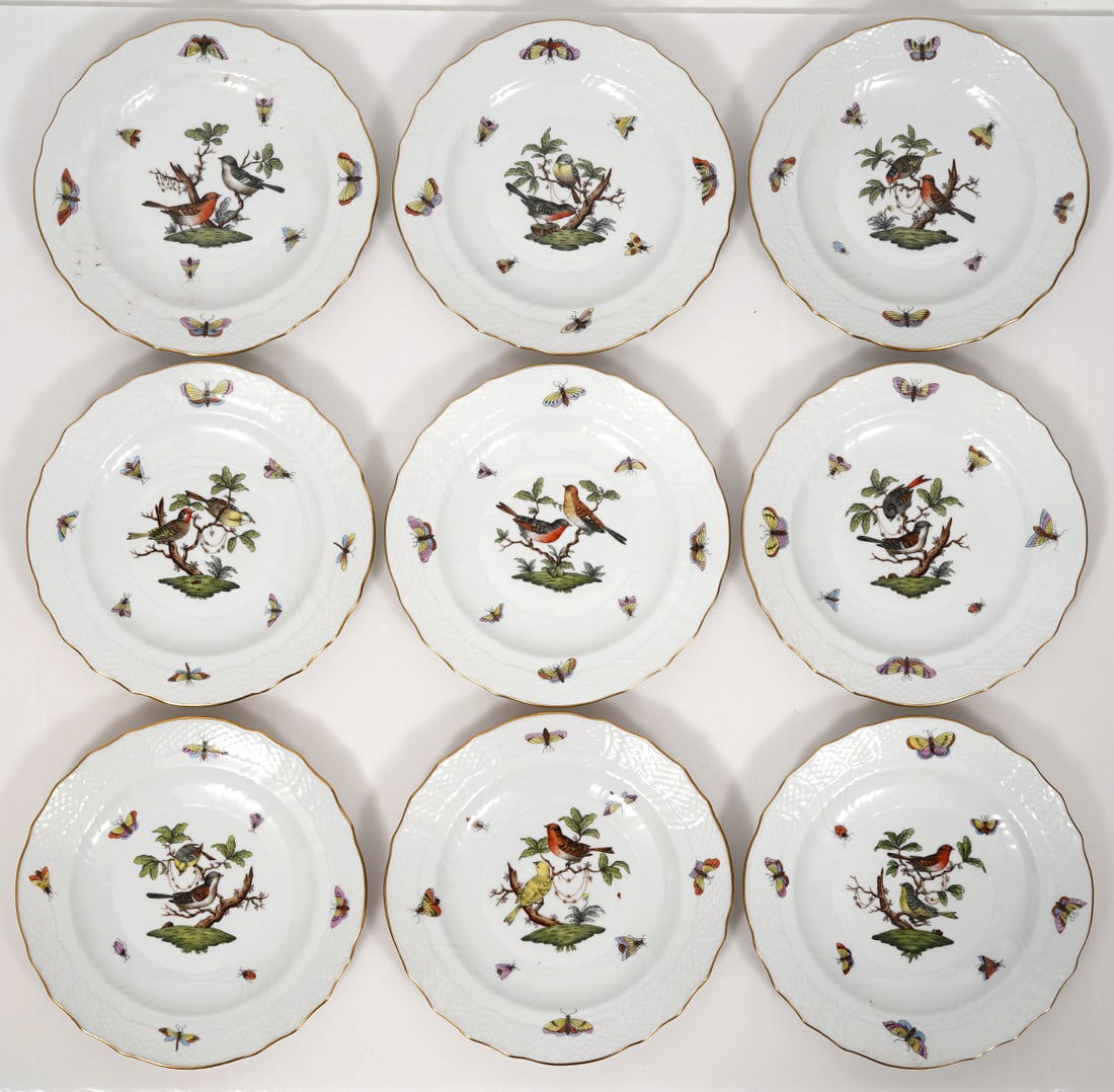 9 Herend Rothschild Bird Dessert Plates (1 of 4)