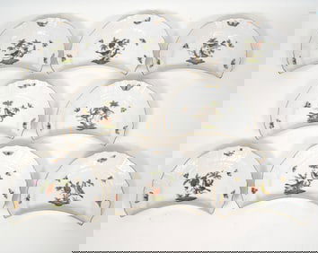 8 Herend Rothschild Bird Crescent Salad Plates