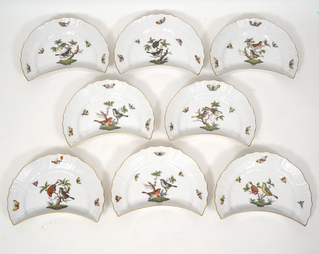 8 Herend Rothschild Bird Crescent Salad Plates (1 of 3)