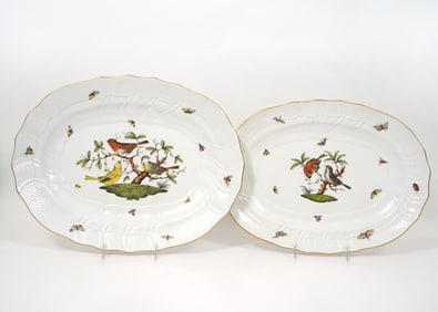 Two Herend Rothschild Bird Serving Platters