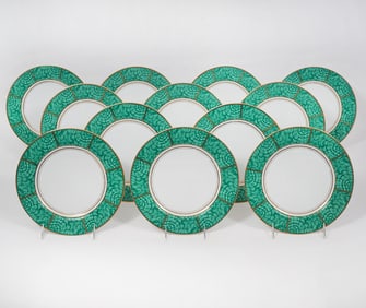 12 Briard Imperial Malachite Dinner Plates