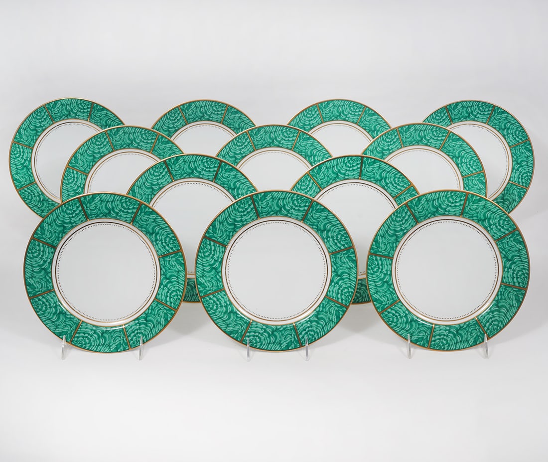 12 Briard Imperial Malachite Dinner Plates (1 of 5)