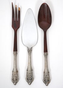 3 Wallace Grand Baroque Sterling & Wood Pieces