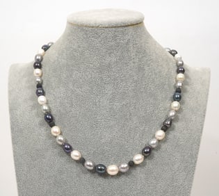 Sterling Silver Multi-Color Pearl Necklace