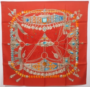 Hermes "Terres Precieuses" Silk Scarf Box Care tag
