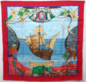 Hermes "Christophe Colomb" Silk Scarf Box Care Tag