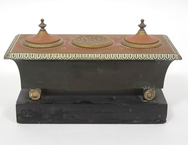 Grand Tour Bronze & Marble Inkwell