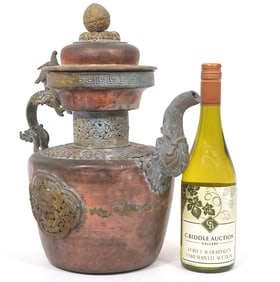 Large Tibetan Copper and Brass Teapot