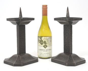 Hand  Hammered Iron Pillar Candlestick