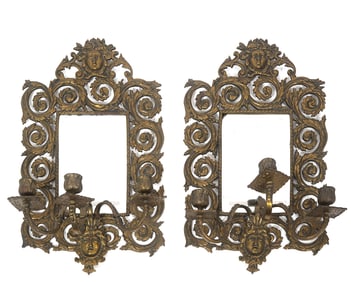 Pair French Rococo Style Mirror Sconces