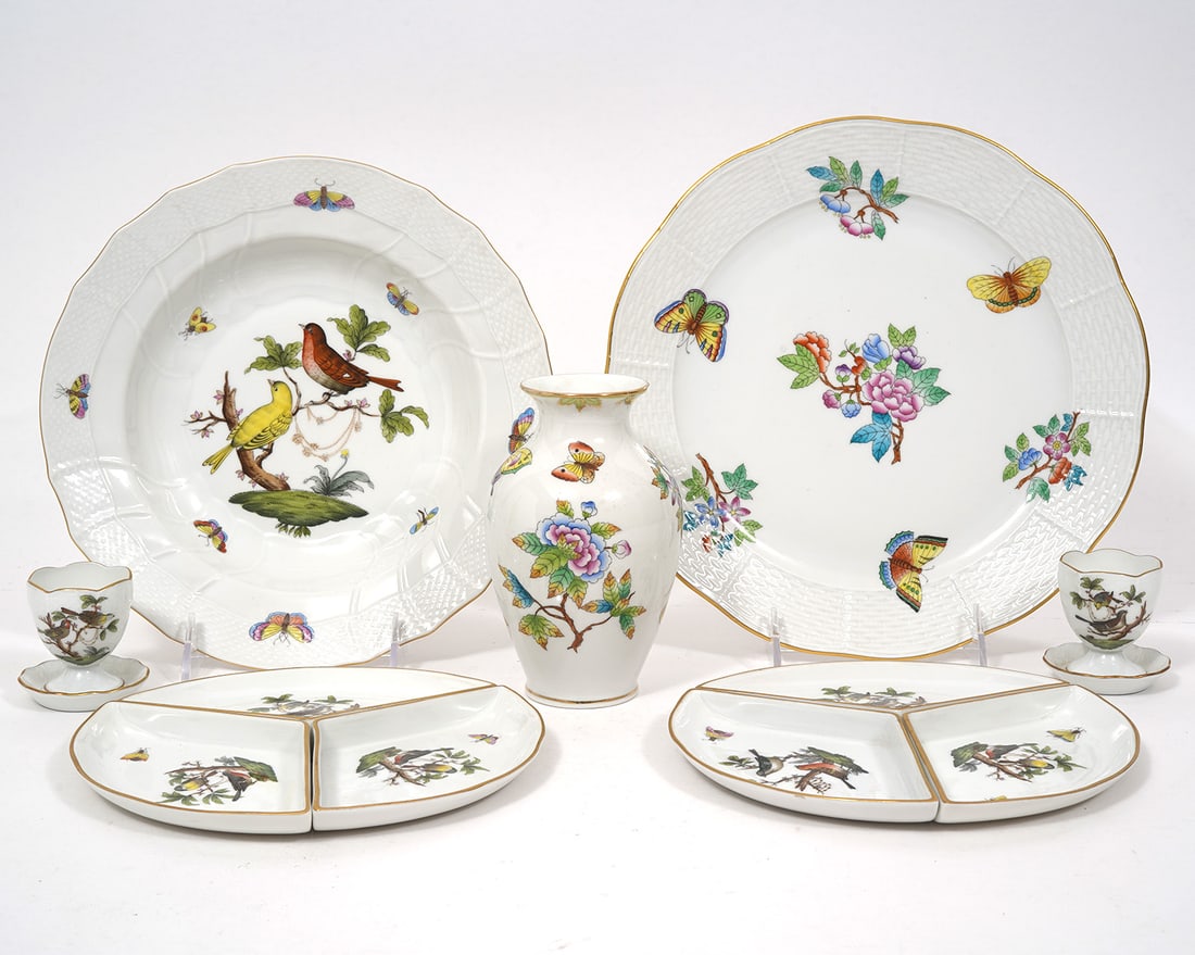 11 Pieces Herend Rothschild Bird China (1 of 7)