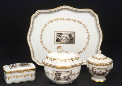 Italian Ginori 'Fiesole' Porcelain 4pc Vanity Set