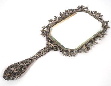 Vintage Open Work Silver Vanity Mirror
