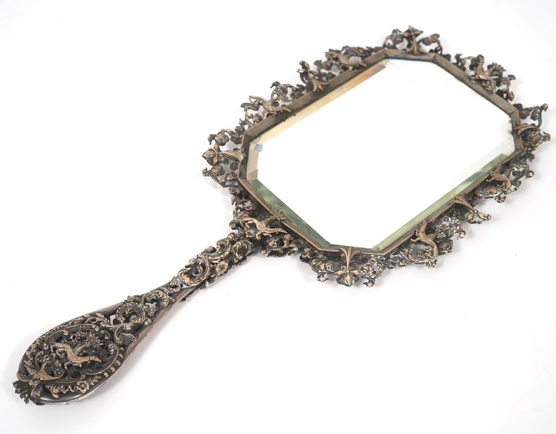 Vintage Open Work Silver Vanity Mirror (1 of 11)