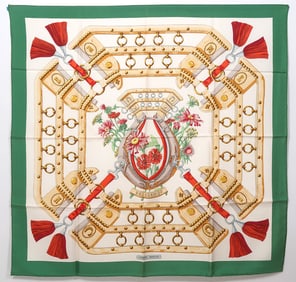 Hermes Aux Champs Silk Scarf Care Tag