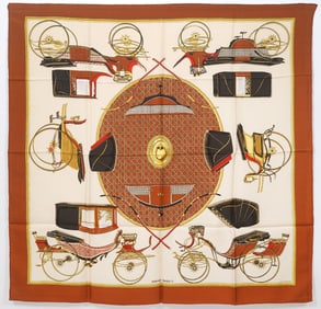 Hermes "Les Voitures A Transformation" Silk Scarf