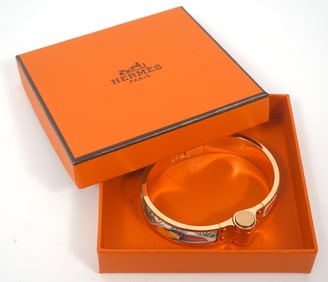 Hermes Enamel Hinged Bangle Bracelet