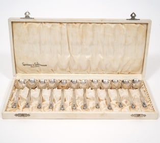 Set of 12 Georg Jensen Acorn Demitasse Spoons